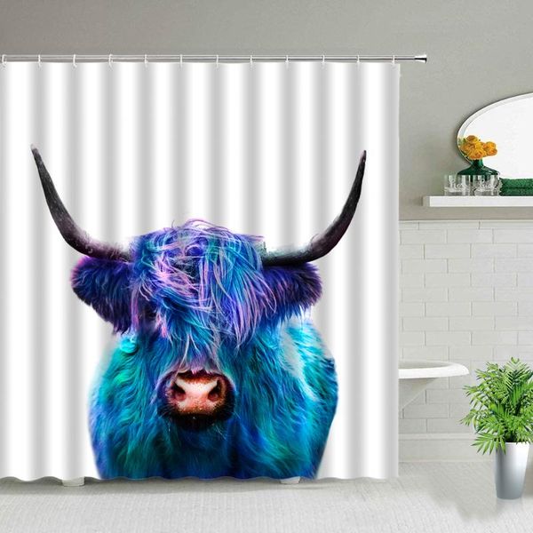 

shower curtains creativity highland cow animal waterproof fabric bathroom screen bathtub decor cloth curtain with hooks washable