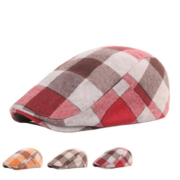 

berets winter autumn classic plaid sboy hat men irish style fashion personality tide retro wind female visors cap, Blue;gray