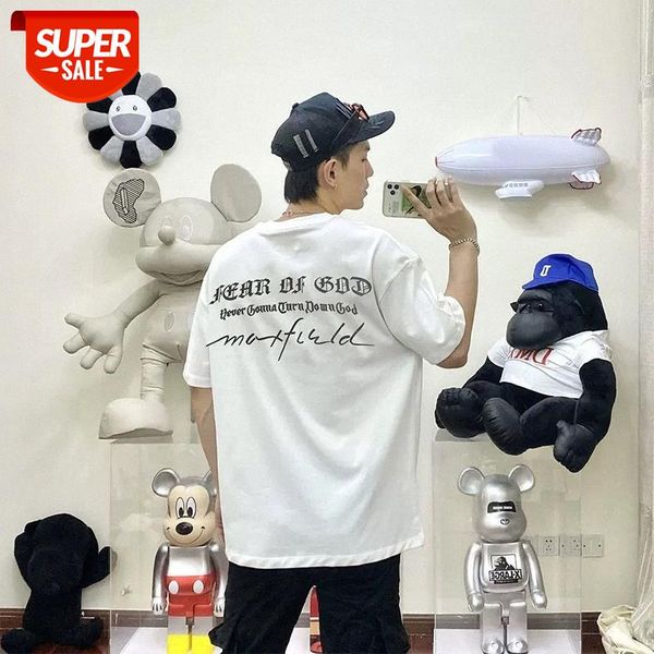 

fear of god seventh season printed letter t-shirt fog high street loose casual trend retro round neck short sleeve #rf7s, White;black