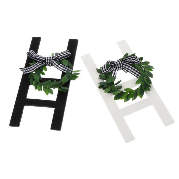 

frames 2 pcs farmhouse ladder sign with garland tiered tray ornament decor