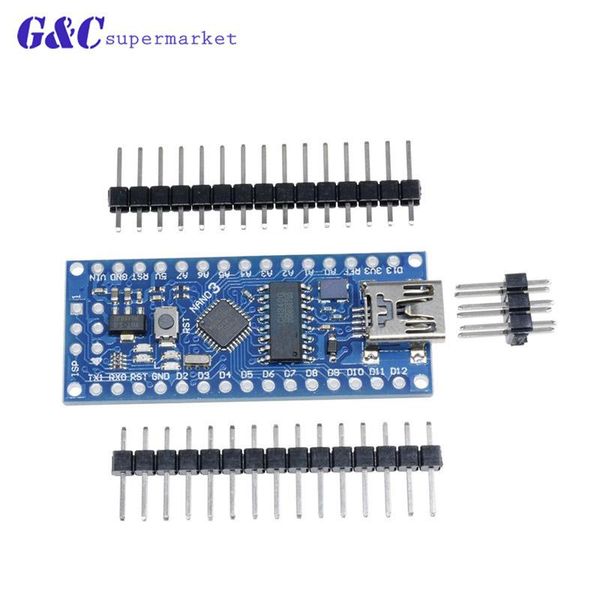 Circuiti integrati Nano V3.0 3.0 CH340G ATmega168 Modulo micro controller scheda mini USB per interfaccia UART microcontrollore Arduino 3.3V 5V