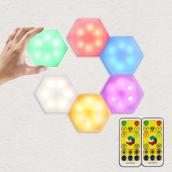 

touch sensor dimmable quantum lamp hexagon led under cabinet light kitchen night lights bedroom wall lamps with remote control