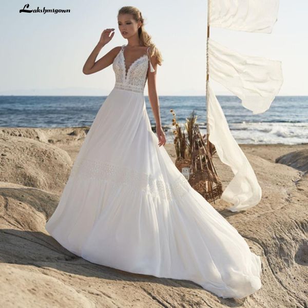 

other wedding dresses spaghetti straps bohemian beach lace bocide vestido para boda playa lakshmigown gowns for bride robe de, White