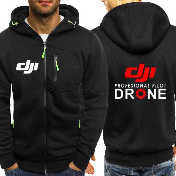 

men's hoodies & sweatshirts dji professional pilot drone logo spring mens casual long sleeve mans slim zipper sweatshirt streetwear coa, Black