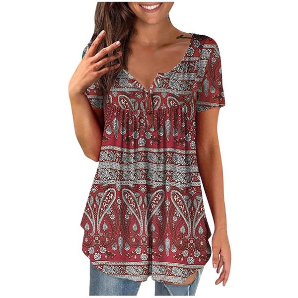 

women's blouses & shirts 3d graphic printed blouse women plus size o-neck elegant collar color short sleeve fold summer button, White