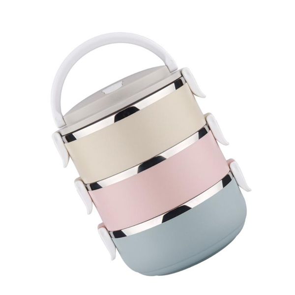 

dinnerware sets 2100mnl stainless steel meal box 3 layers thermal container storage with handle for students workers patients