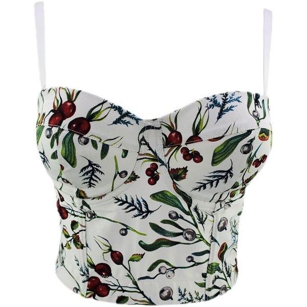 

women fashion printed cotton vest spring and summer sleeveless short bustier corset crop clothing r727 210527, White