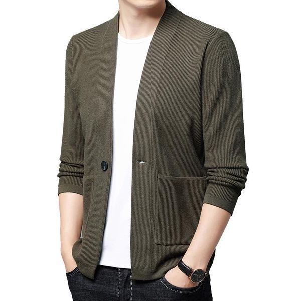 

men's sweaters autumn man knit sweater cardigan coat business jacket, White;black