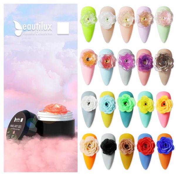 

nail gel beautilux crystal clear 4d sculpture plasticine art design uv led cartoon flower gels gum nails mud diy maincure 6g, Red;pink