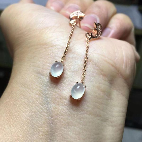 

designer original dolphin diamond white chalcedony egg round earrings elegant charm creative retro silver jewelry dangle & chandelier