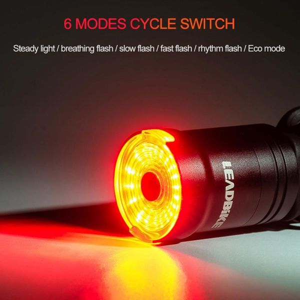 

smart bicycle rear light general tail start/sbraking sensing led waterproof ipx6 usb charging ligh bike lights