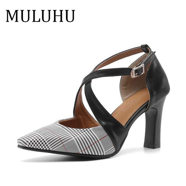 

dress shoes muluhu women's high heel for lady wedding party pump trend narrow band fashion woman leather shoe pointed toe casual, Black