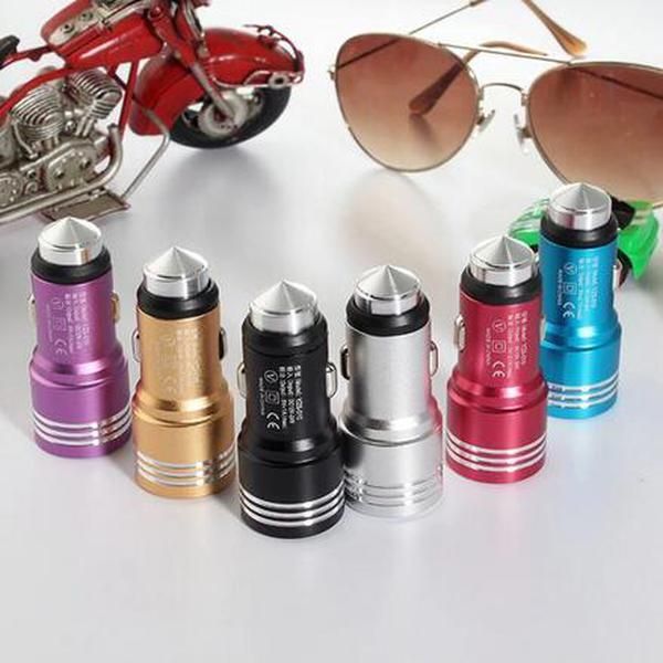 

2019 selling car usb lighter 12v charger safety hammer 1a 2.4a worlwide shipping