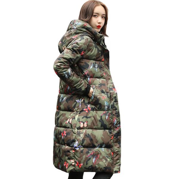 

women's trench coats 2021 arrival winter jacket women hooded cotton padded long warm thicken female parka parkas outwear, Tan;black