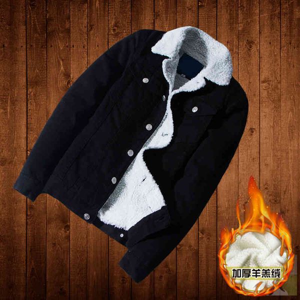 

downs fall/winter and women's denim men's plus thick warm casual large size cotton veet jacket tide, Black