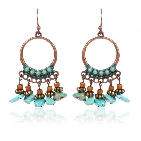 

earring bohemian style simple round selling earrings hy-7534-1, Golden