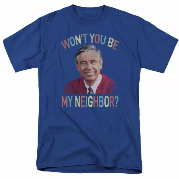 

mister rogers wont you t shirt mens be my neighbor licensed classic royal blue, White;black