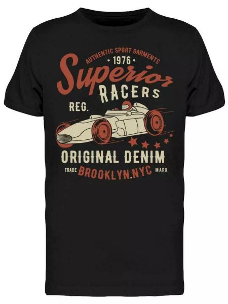 

superior racers. driver on car tee men's -image by shutterstock, White;black