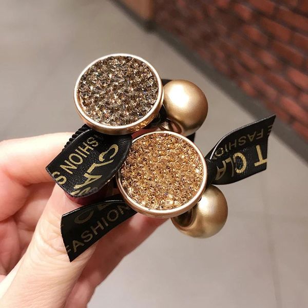 

hair accessories women rhinestone disc elastic bands girls elegant scrunchie ponytail holder rubber fashion