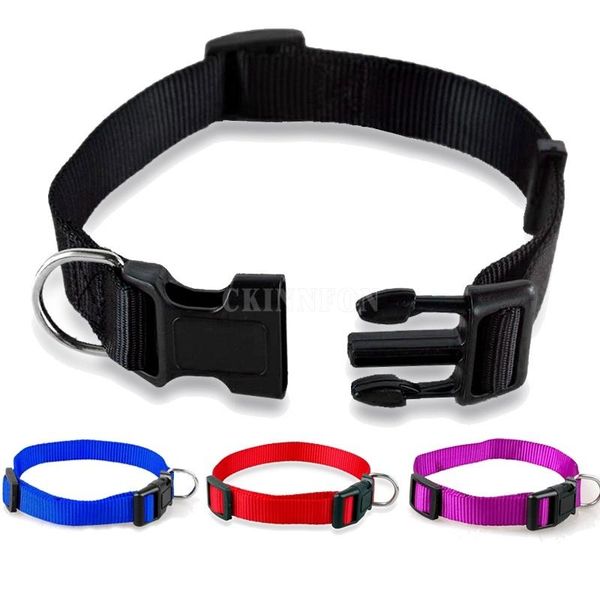 

100pcs/lot pet dog 2021 charming 4 sizes s-xl nylon solid collar collars & leashes