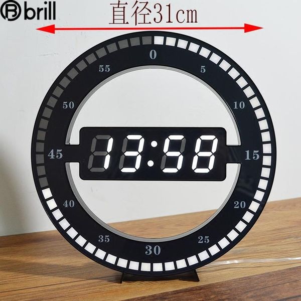 

wall clocks circle glow led digital silent electronic clock modern design desk reloj de pared horloge