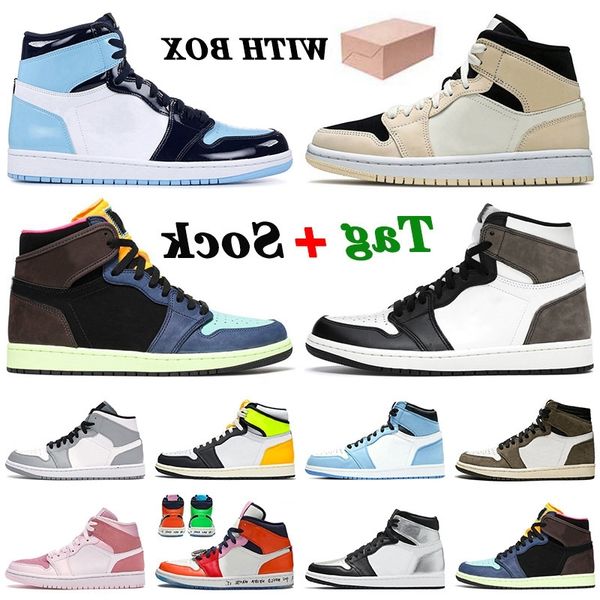 

jumpman 1 1s twist basketball shoes high dark mocha men women mid barely orange obsidian unc fearless trainers sneakers