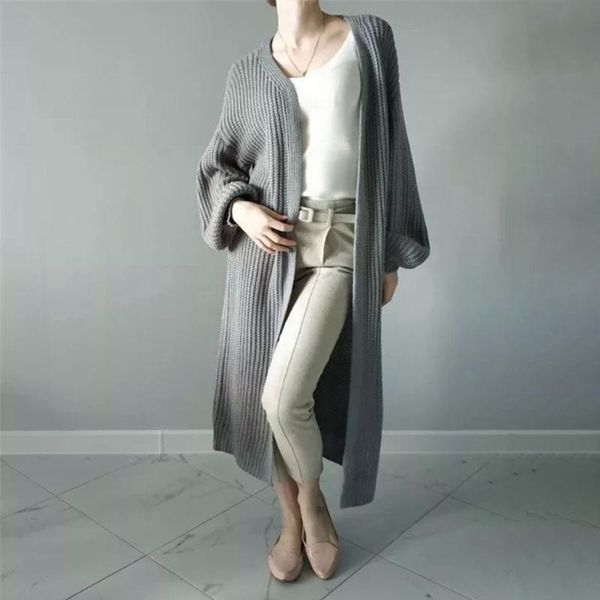 

women's knits & tees 2021 europe america autumn winter casual loose sweater solid color simplicity long sleeve cardigan jacket, White