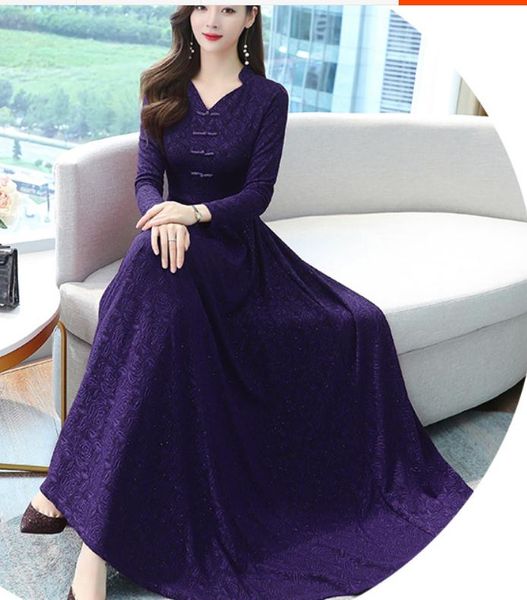 

2021 spring and autumn fashion long sleeve women's dress @93, Black;gray