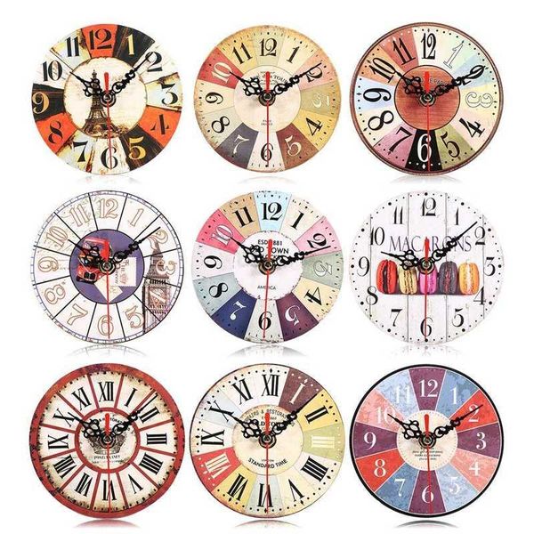 

wall clocks 1pc artistic creative european style wooden clock round antique home office decoration