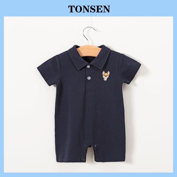 

born baby boy summer soft romper clothes butterfly collar solid short-sleeved onesie jumpsuit infant outfit toddler rompers, Blue