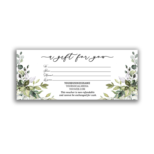 

greeting cards gift card greenery certificatepersonalized certificate green business stationery voucher
