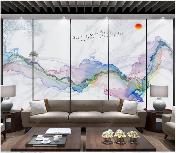 Пользовательские фото обои для стен 3D фрески современный китайский стиль абстрактный ландшафт линии мраморный узор из гостиной диван фон настенные бумаги домашнего декора