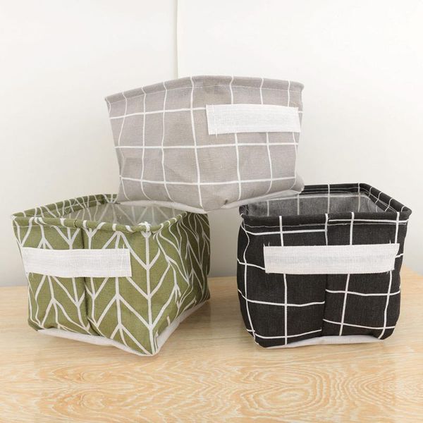 

storage boxes & bins geometry pattern desk box cotton linen organizer basket folding cosmetic case 5 colors to choose