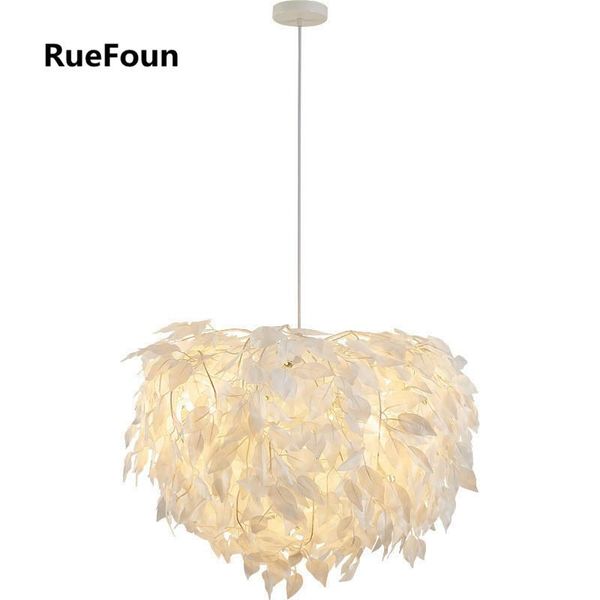 

pendant lamps nordic warm romantic girl living room lamp master bedroom children's net red feather leaf chandelier