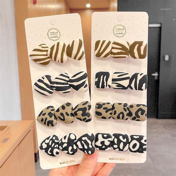 

leopard zebra pattern hair clips geometric button vintage hairpin girls barrettes side bangs alligator grip headwear1