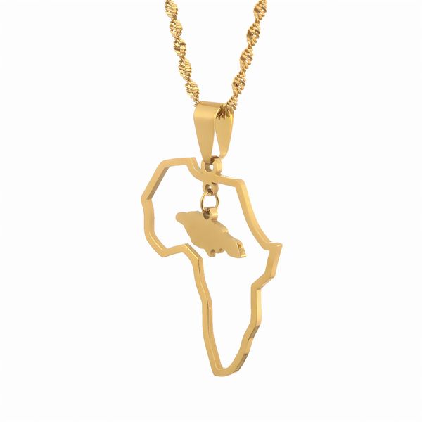 

africa jamaica map pendant necklaces gold color jewelry maps african gift, Silver