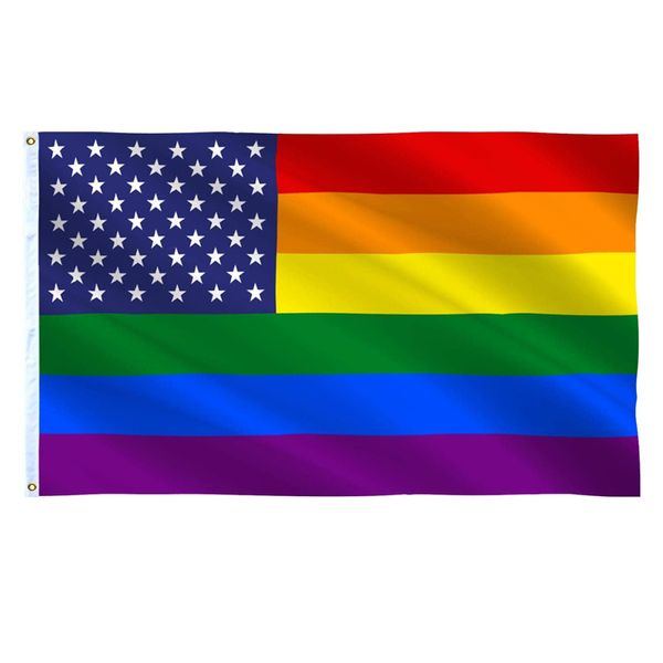 Amerikanische Gay-Pride-Flagge, 90 x 150 cm, für den Innen- und Außenbereich, individuelle Flaggen, Banner, Polyester, zum Aufhängen, Werbung, selbst gestalten