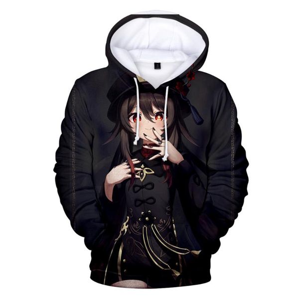 

men's hoodies & sweatshirts game genshin impact hu tao boys/girls fashion hooded trend casual children clothing streetwear pullovers, Black