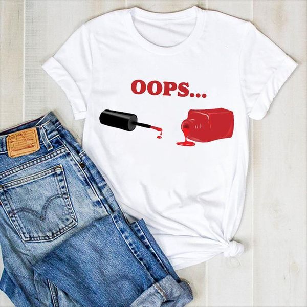

fingernail fashion cut funny women summer tee clothes graphic, White
