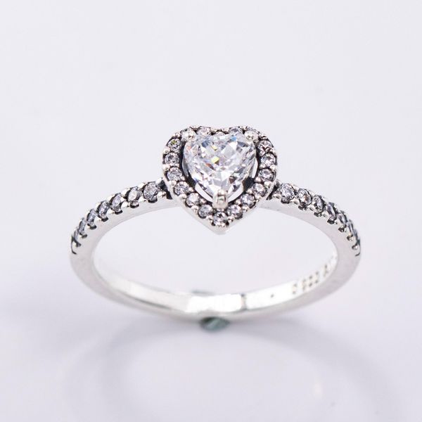 

womens wedding ring 925 sterling silver heart cz diamond fit pandora style anniversary birthday engagement rings with original box fine jewe, Golden;silver