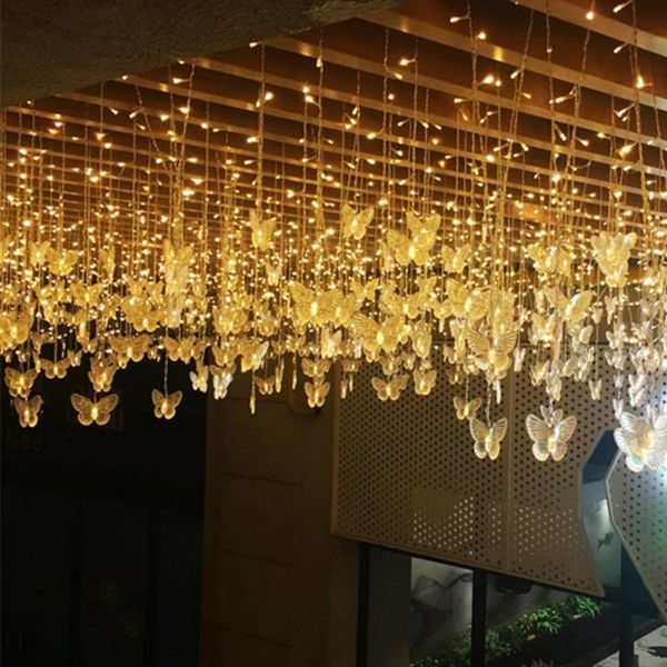

party decoration 4m butterfly led string strip festival holiday icicle curtain lights christmas wedding lamps eu/uk plug