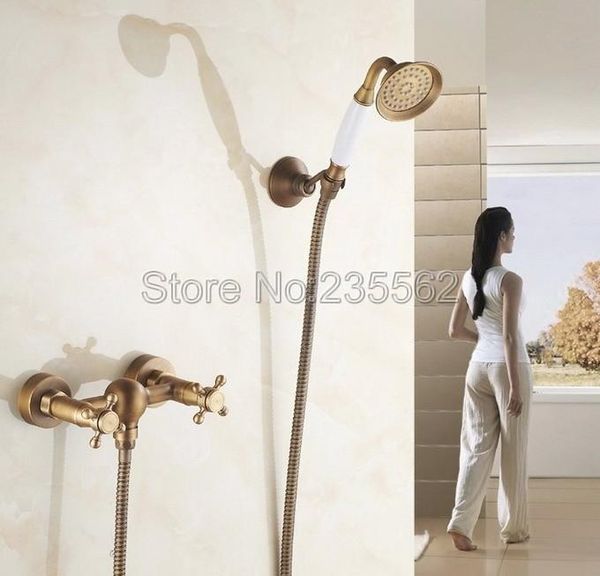 

antique brass wall mounted bathroom shower faucet hand spray set ltf300 sets