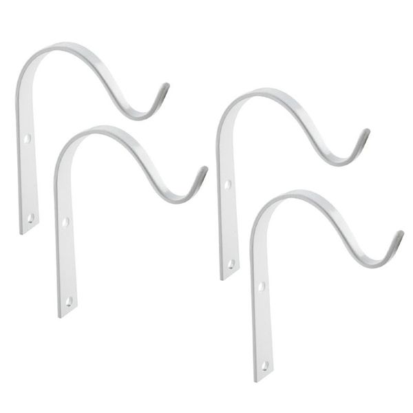 

iron garden wall light hanging flower plant hanger pot bracket, hook shelf stand holder(white,4pcs) hooks & rails