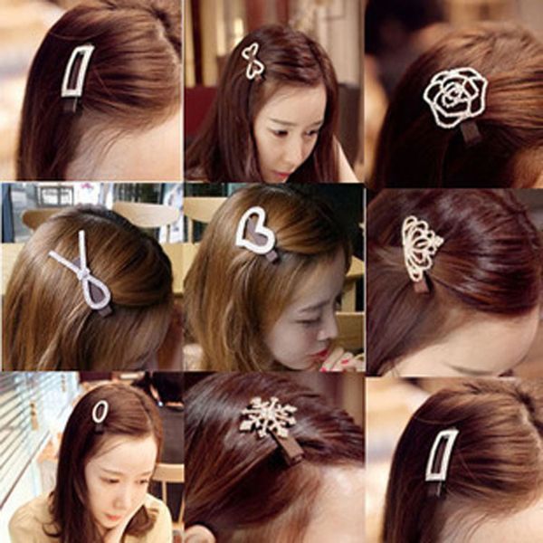 

a2410 exquisite fabric headdress hairpin diamond bow hairpin crown duck bill side hairpin, Golden;silver
