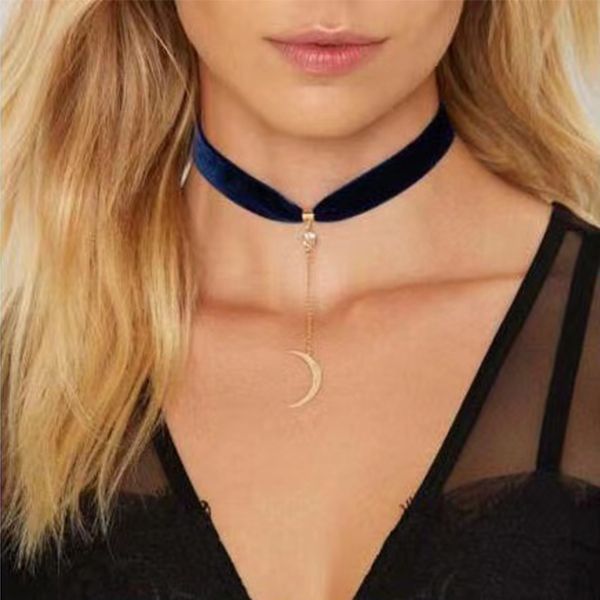 

n5350 necklace european and american street fashion diamond exaggeration personality sun moon collar, Silver