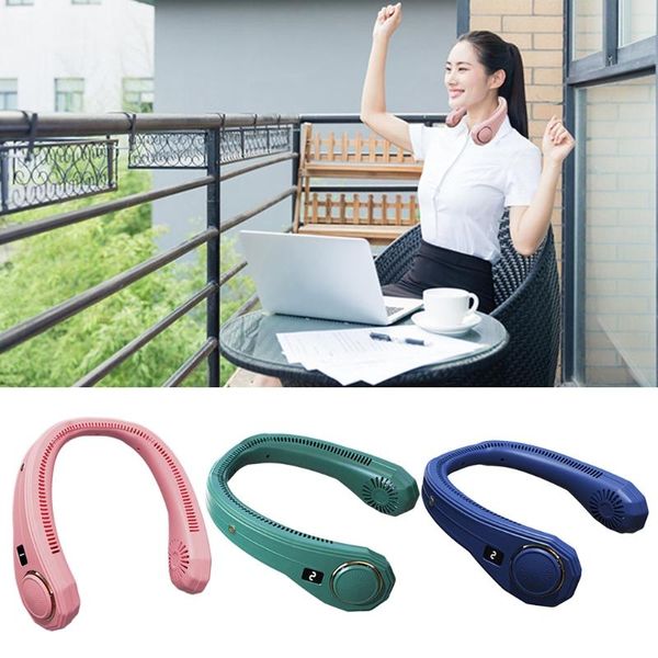 

electric fans x7xa handheld usb fan hanging neck rechargeable heaphone-shaped portable personal 4000mah 12 hs run time