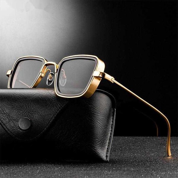 

sunglasses vintage steampunk men 2021 retro metal square eyewear trendy brand sun glasses shades for women lunette de soleil, White;black