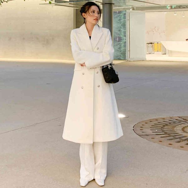 

blends women's white coat autumn thick double winter female wool runway, Black