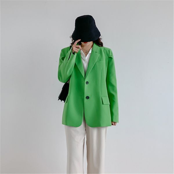 

women's suits & blazers high-quality office ladies blazer autumn student suit jackets loose single-breasted green for women, White;black