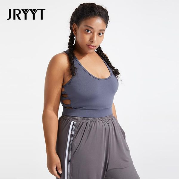 

plus size t-shirt jrtty racerback padded sport bras women fitness seamless yoga female breathable gym activewear 4xl big 2021